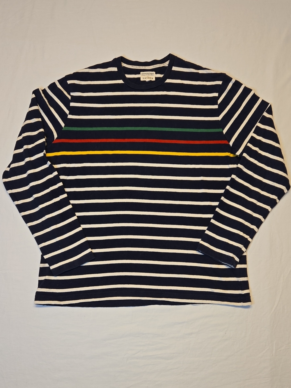 Hudsons Bay Company Navy Stripe Long Sleeve Heavyweight Cotton Shirt Vintage